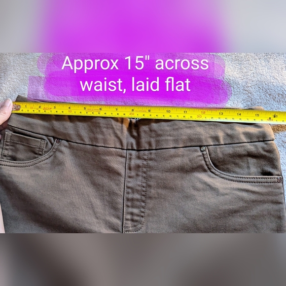 Size 8 Up! Pants EUC, pull up style elastic waistband, tan/brown colour - Picture 4 of 11